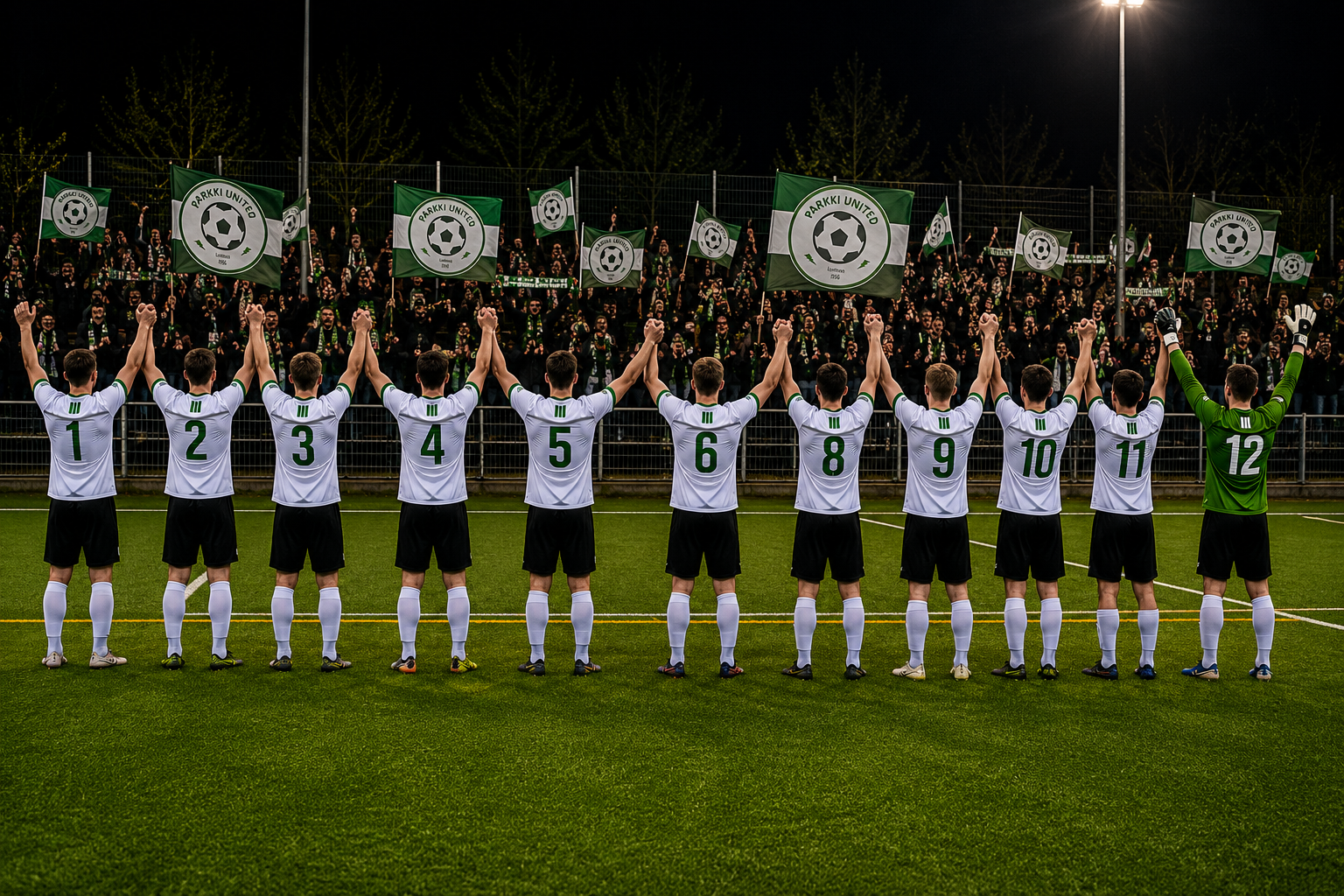 Parkki United pelipaidan etuosa ja logo